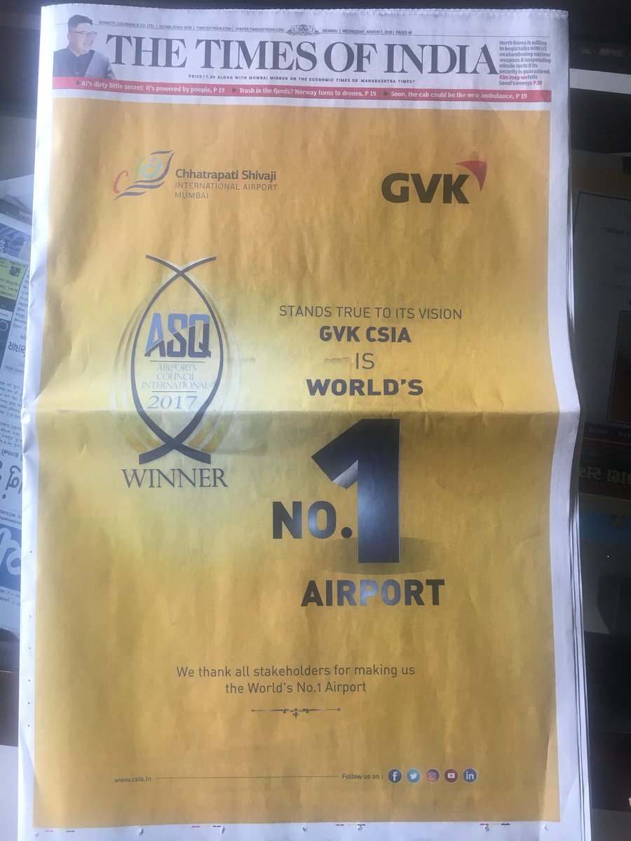 What to believe? @CSIAMumbai @DelhiAirport @timesofindia 
#WorldsBestAirport