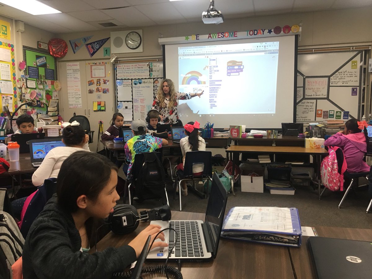 MrsABarrios's tweet photo. Thanks @TechTOSAGina for a great introductory @scratch lesson! Who knew coding was so much fun!!🤗#BeGlobal #codingisawesome https://t.co/MBFHQkB993