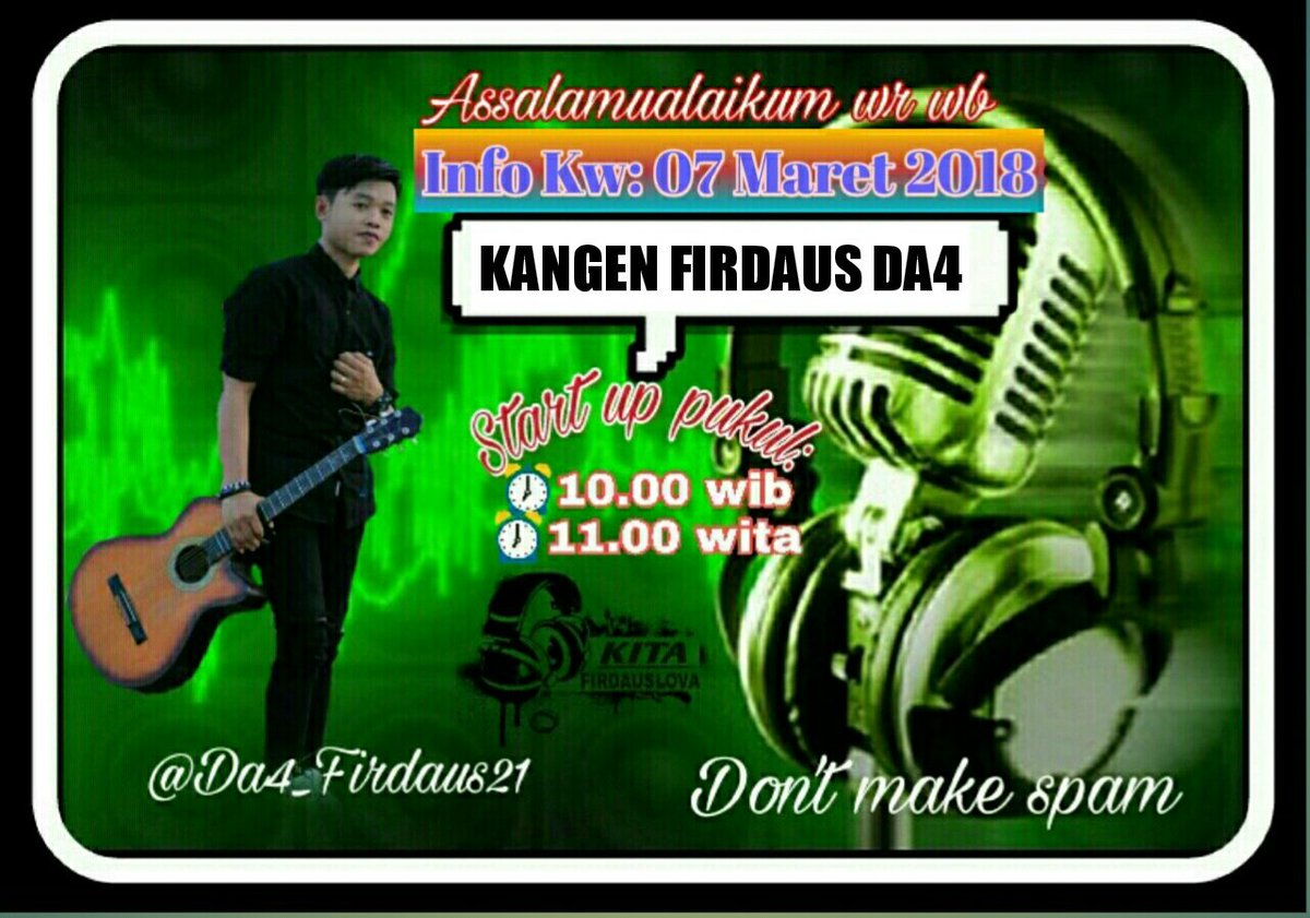 DA4_Firdaus21's tweet photo. Assalamualikum wrb, selamat siang semuanya firdauslova kesyangnku....ap kabar sehat2 terus ya,,😍😍
KANGEN FIRDAUS DA4 https://t.co/SoUpYqfUy5