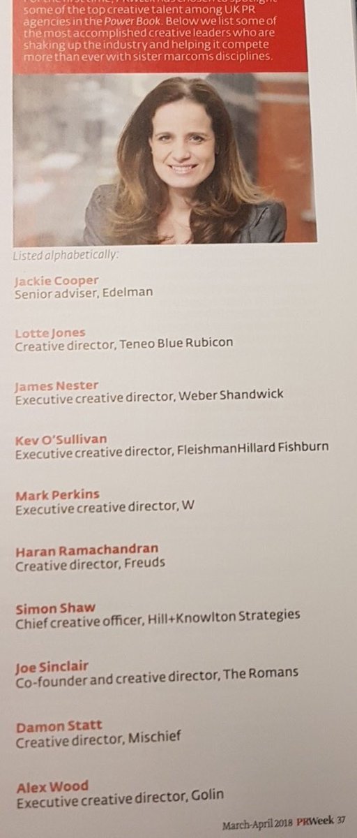 PaulMacca1976's tweet photo. A huge well done to my lovely friend and former colleague @LondonKev for being named in the top ten PR creative directors in the UK
@prweekuknews
#PRWeekPowerBook #creativity https://t.co/Iypw8V2qLA