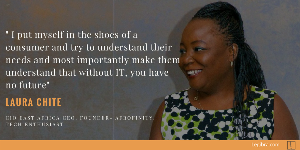 legibra's tweet photo. Today we celebrate a woman who believes the future of  work for women is in #ICT. She serves as an example that there're real opportunities for women in the tech industry. Meet @CIOEastAfrica's CEO, @laurachite. She is also the founder of @afrofinity.

#IWD2018 
#NIW2018 https://t.co/q9XqheSf7F