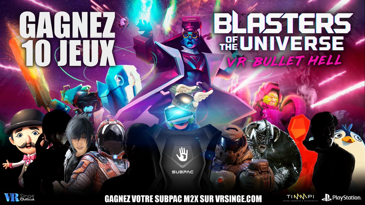 VRSinge's tweet photo. - Concours PSVR Dingue #9 -
10 JEUX BLASTERS OF THE UNIVERSE OFFERTS PAR @secretlocation !
Accès direct : ➡️ https://t.co/lbVe1WQjua 
- Autres concours -
SUBPAC M2X (389€) - Jusqu'au 10 avril
➡️ https://t.co/EiGLKvYgrW 
Tous les autres concours :
➡️ https://t.co/4BayOl4osz https://t.co/1A7cpeHiln