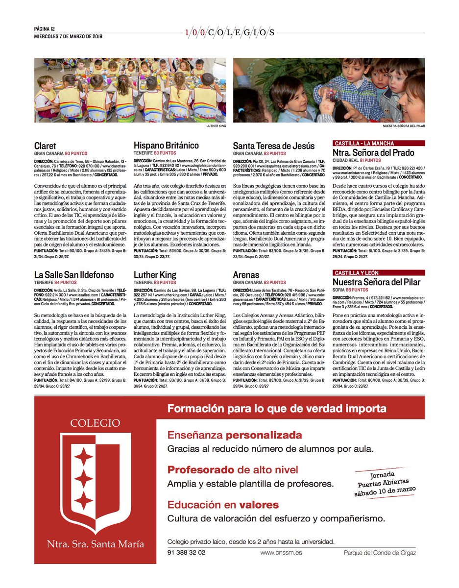 EscolapiosSoria's tweet photo. Hoy @EscolapiosSoria vuelve a ser reconocido en el Ranking de los Mejores Colegios de @elmundoes 📍subiendo puntos apostando por la excelencia educativa y metodológica. ¡Muchas Gracias a todos, pero en especial a las familias que apuestan por nosotros! https://t.co/H5ldez42aR