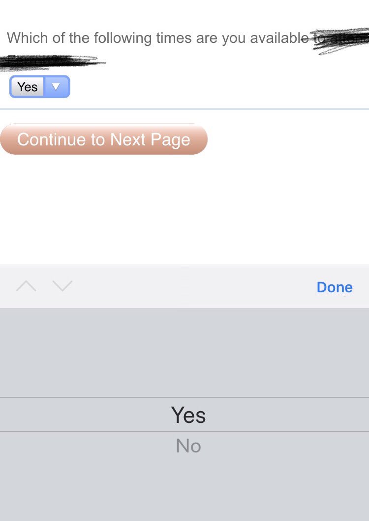 kaylajheffernan's tweet photo. Question- “which of the following times are you available?”

Possible answers - “yes” and “no” 

#youredoingitwrong #surveydesign #formfail #suckyux https://t.co/ytIjN8mvMs