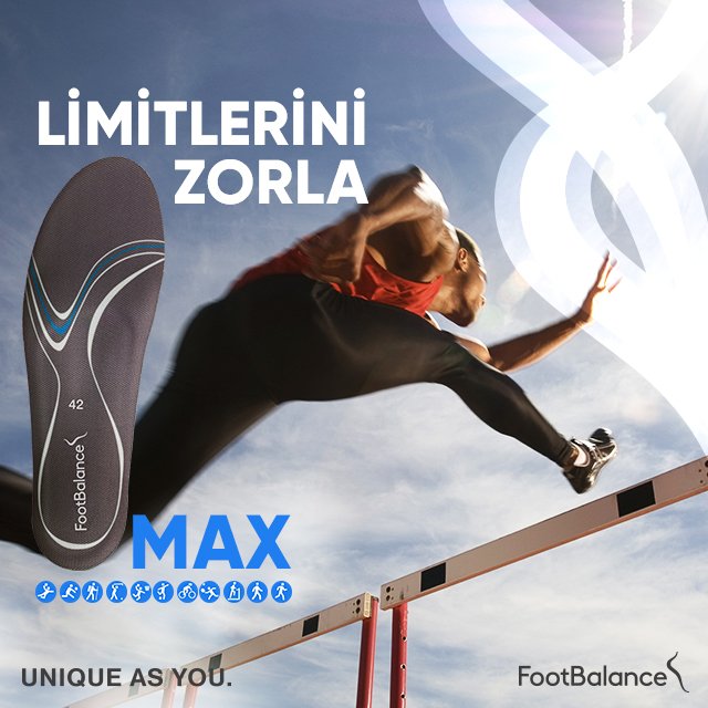 #FootBalance Max; yüksek darbeli aktiviteler, kilo fazlası olan kişiler ve sert ayakkabılar için %100 kişiye özel şekillendirilen mükemmel bir çözüm. FootBalance Analiz Merkezlerinde, ayak analizi dahil sadece 10 dakika içinde kullanıma hazır!
 #kişiyeözeltabanlık #max
