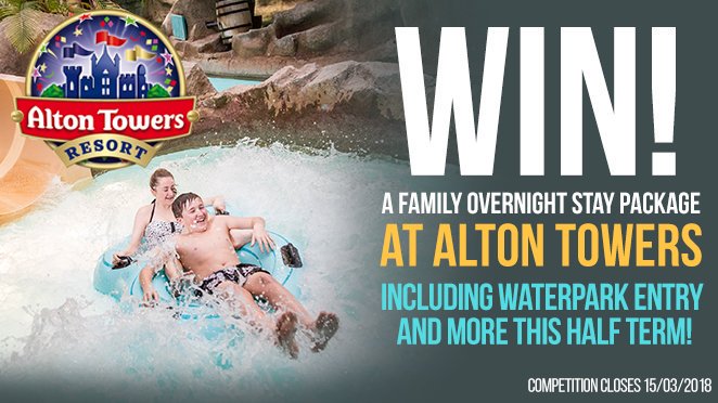 #WIN!
A family overnight package at <a href="/altontowers/">Alton Towers Resort</a> including waterpark entry and more this half term! FOLLOW + RT before 15/3 to enter!