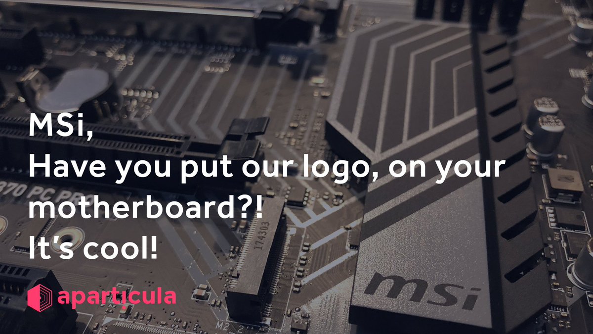 aparticula_com's tweet photo. Looks like @msitweets has good taste! Our logo is looking good in the motherboard 😂😂 
Can you find out the similarities?

#msi #GamingX #pcgram #gaming #msigaming #gaminglife https://t.co/jS4i6xNF6j