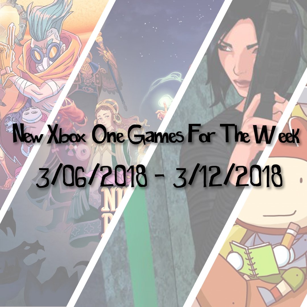 New Game Releases This Week On Xbox One:

3/6/18 #FearEffectSedna
3/6/18 #NORTH
3/6/18 #WayofthePassiveFist
3/7/18 #NineParchments
3/8/18 #Earthlock
3/9/18 #OneEyedKutkh
3/9/18 #ScribblenautsShowdown
3/9/18 #TrainSimWorldFoundersEdition