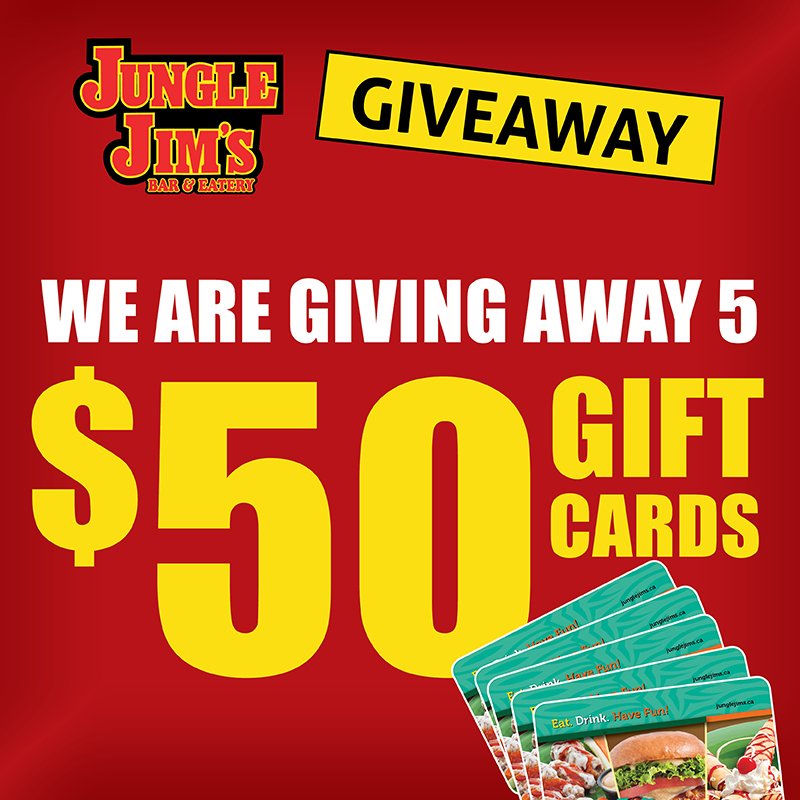 JungleJimsCorp's tweet photo. 🚨 GIVEAWAY TIME 🚨

We are giving away FIVE $50.00 to our Jungle Followers so that you can treat your loved one to a night out! 

Here's how to enter:
1️⃣ Favorite 
2️⃣ Retweet 
3️⃣ Follow https://t.co/CxJL88RklP
