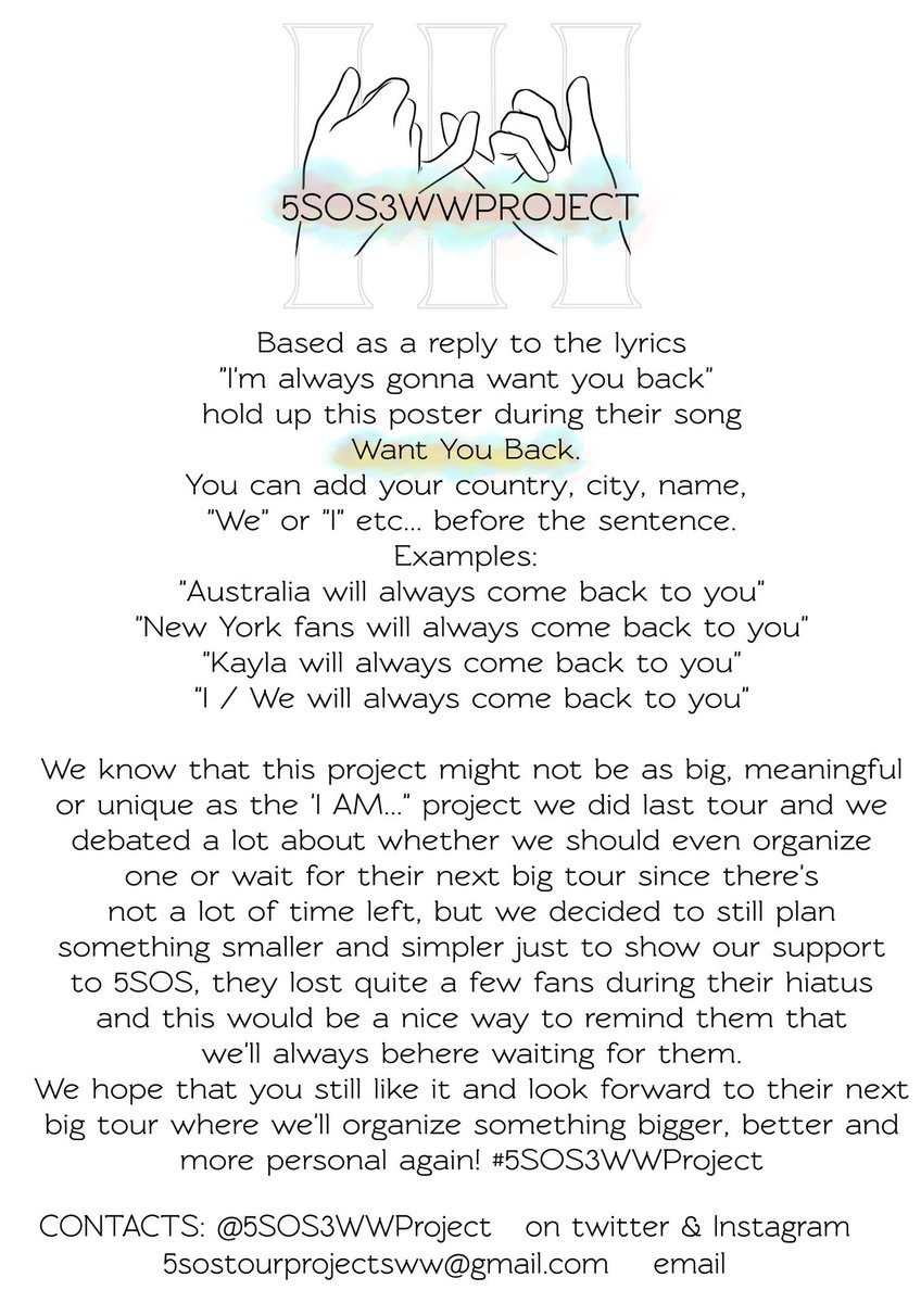 5SOS3WWProject's tweet photo. We are very happy to announce our new project for #5SOS3Tour 🎉🎊

We hope you like it! Don't hesitate to ask us if you have any questions 😊

#5SOS3WWProject #WantYouBack https://t.co/fat5fbYT1O