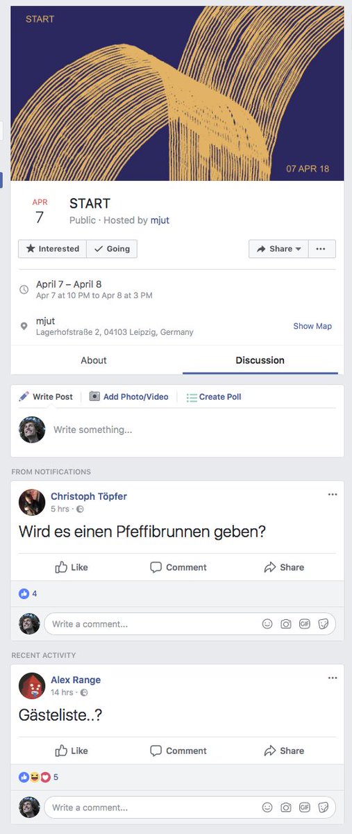 A new club opens up in Leipzig. What are the first two questions in the Facebook event? 🤔