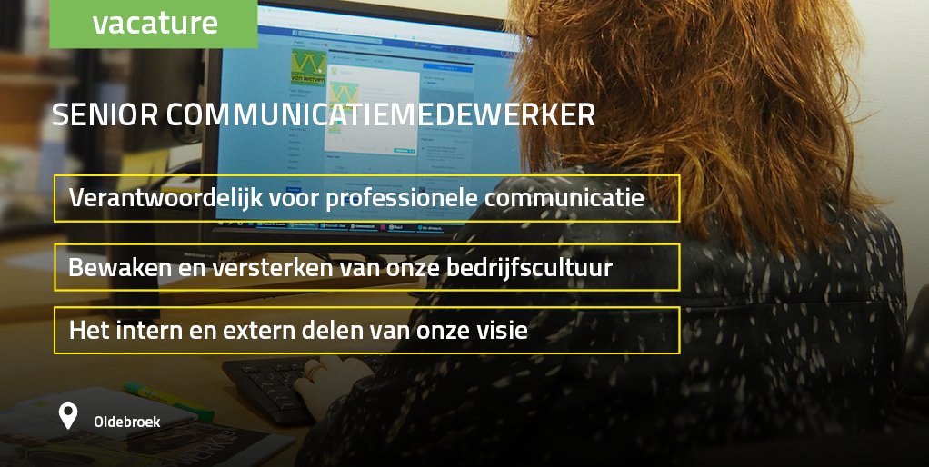 Van_Werven's tweet photo. #vacature Wij zijn op zoek naar een senior #communicatiemedewerker. Zie jij jouw uitdaging in het vertalen van onze missie, visie en strategie naar een ‘taal’ die past bij Van Werven? Lees dan verder. https://t.co/2uuX2EpRV7 https://t.co/kvNPZ6OiPD