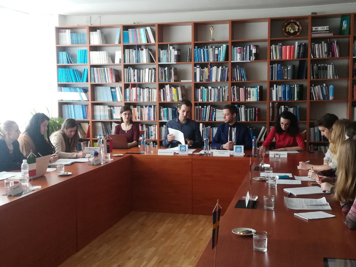 ModelConference's tweet photo. Right now the Political section Round tables with - Roman Klimko, Faculty of National Economy, EUBA. Fruitful discussion touches issues of demographic changes, aging population, retirement, gender equality, etc. #ModelConference2018 #FMV #InternationalRelations #EU  #SocialUnion https://t.co/qzaYa5fOFZ