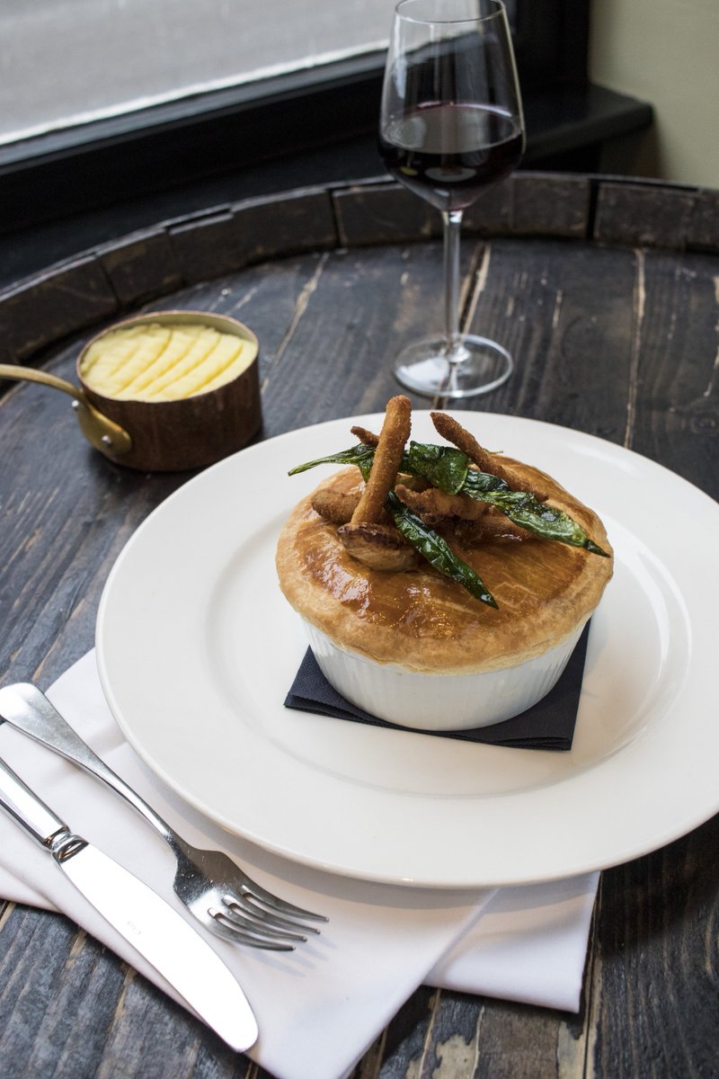 RocheCom's tweet photo. Get a load if these! The Cumbrian veal tongue 'n' cheek pie and the Iron Age pork neck pie, only at @thejuggedhare for #BritishPieWeek! https://t.co/DxZcQFinK8