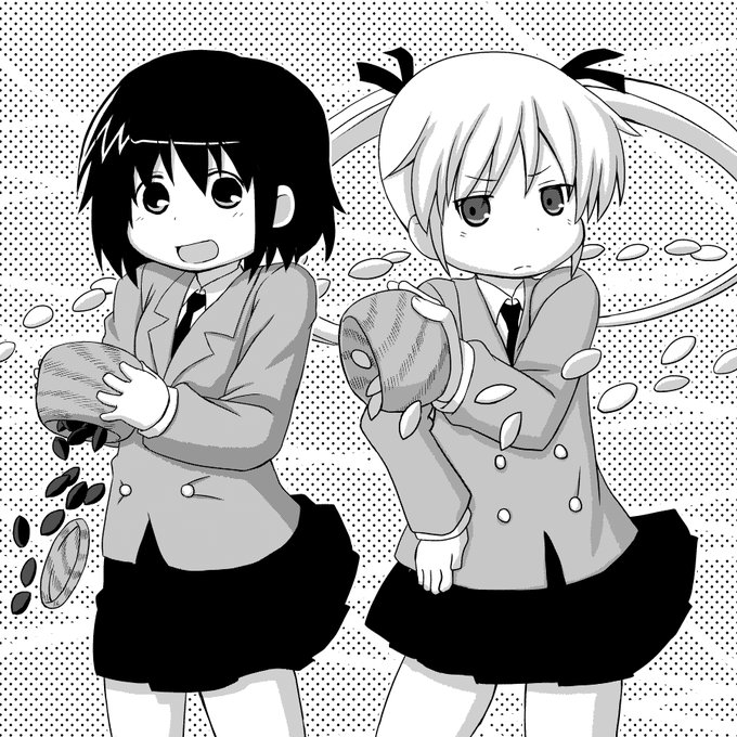 漫画塗りで碁笥を持つやすなちゃんとソーニャちゃんです。
#キルミーベイベー #囲碁 