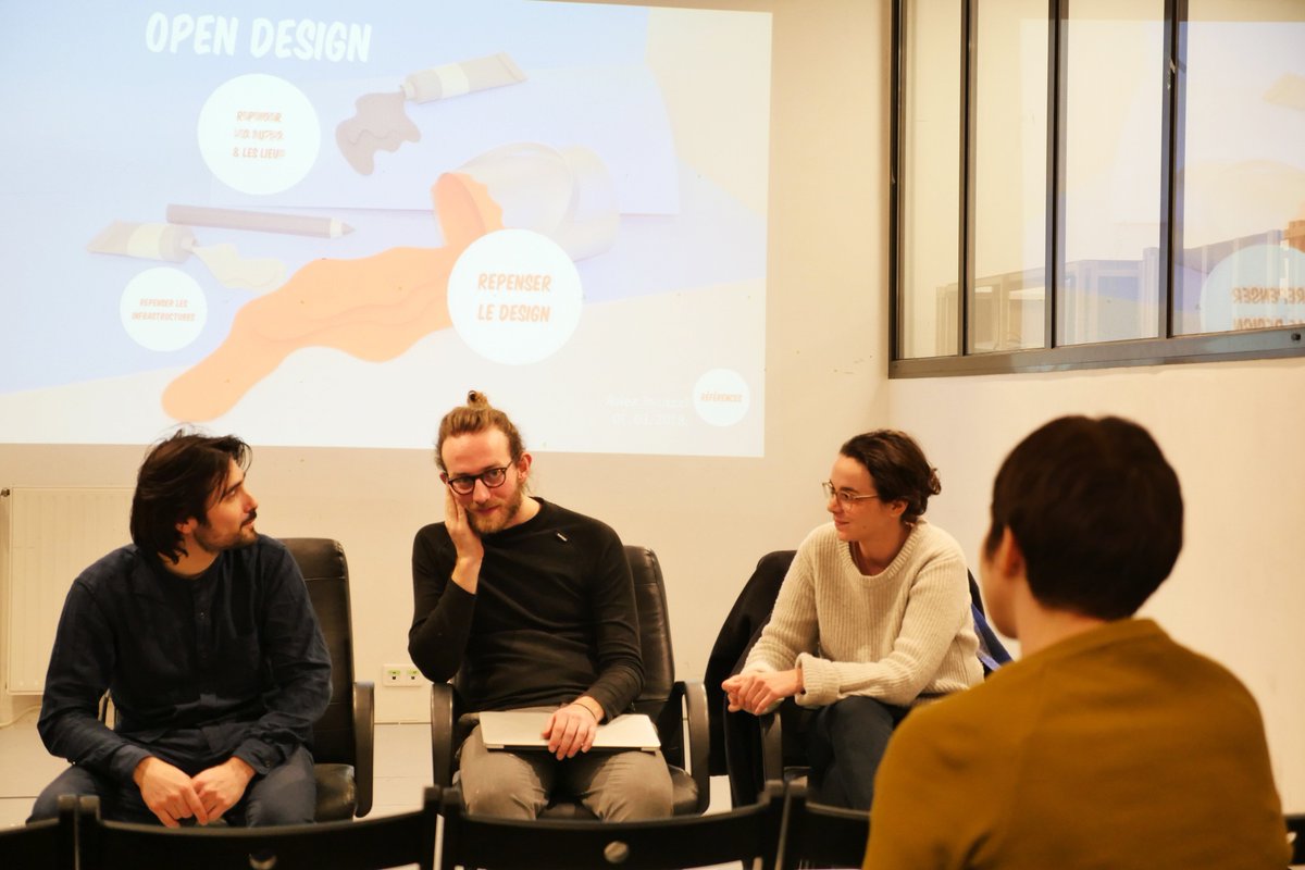 LaPaillasse's tweet photo. Ca se passait hier soir à @LaPaillasse ! : Open Design : Table Ronde #1 ! @CamilleBosque @HebrardT et Vivien Roussel 
Merci à tous pour ce beau moment d'échanges absolument passionnants ! https://t.co/Aj6VLoo4LH