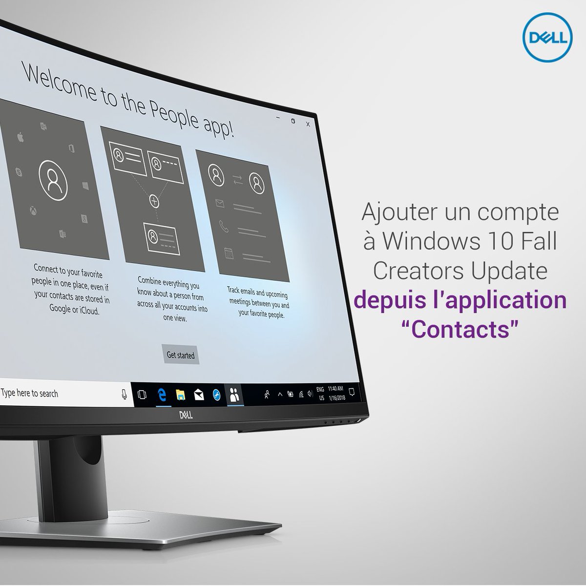 DellVousAide's tweet photo. Vous avez installé la mise à jour #Windows10FallCreatorsUpdate ? En ajoutant un compte à l'application Contacts, vous pouvez alors importer des contacts à partir de plusieurs services, notamment Outlook, Exchange, Gmail et iCloud 👌 https://t.co/Jx9MKILy15