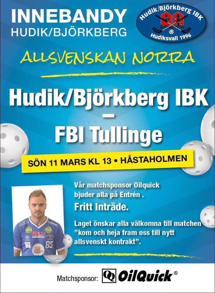 Vi i <a href="/Hudikbjorkberg/">Hudik/Björkberg IBK</a> hoppas vi får hjälp på söndag! När vi summerar efter matchen så kan just du som närvarat varit skillnaden för oss! Hoppas vi ses på Håstaholmen! 💙 #färgenärblå
