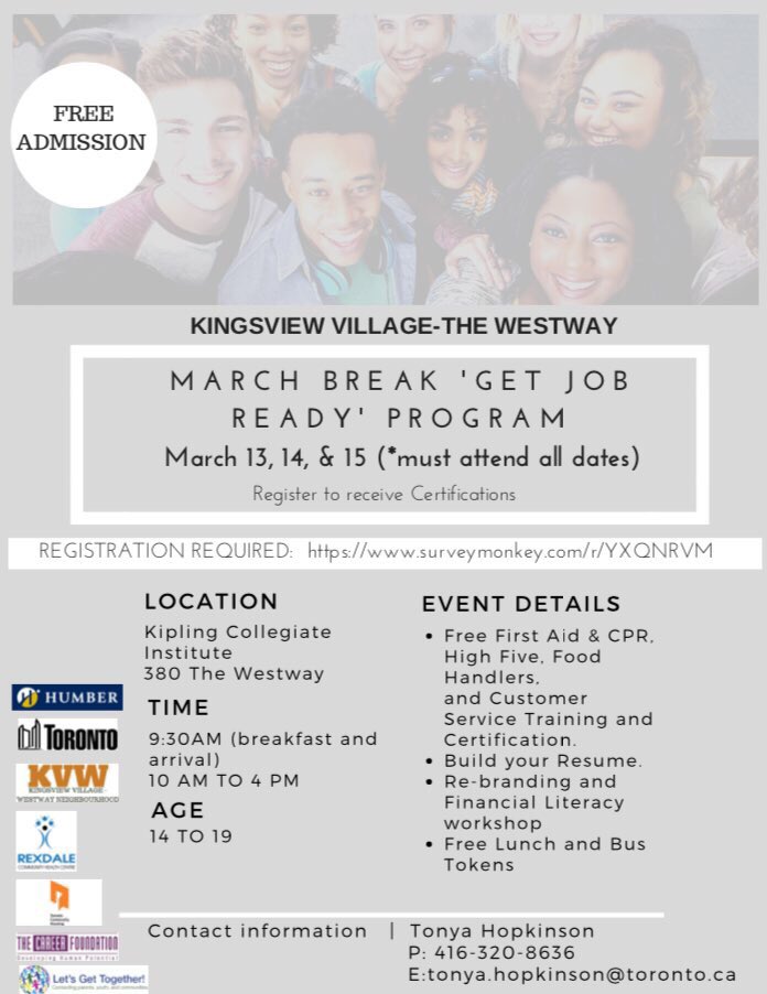 KVW_Residents's tweet photo. Are you 14-19? Want to gain more employable skills? Register for KVW's March Break 'Get Job Ready Program' at https://t.co/tYaOIKDkYG https://t.co/vdwjOCUMzu