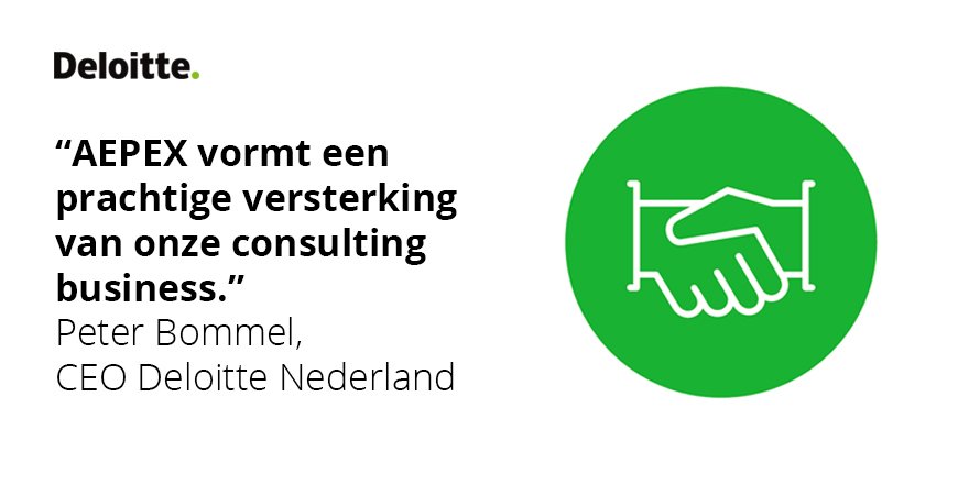 DeloitteNL's tweet photo. @Deloittenl neemt SAP consulting partij #AEPEX over. Lees meer: https://t.co/yMBKstqsxD #overname https://t.co/7r5ZaXEdrS