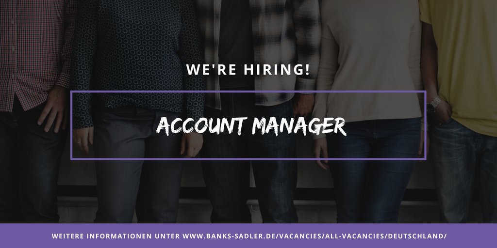 BanksSadler_DE's tweet photo. Wir sind auf der Suche nach einem Account Manager für unser Büro in Düsseldorf. Weitere Informationen gibt es hier: https://t.co/KlCwwEJT73 https://t.co/RVpvY8myLm