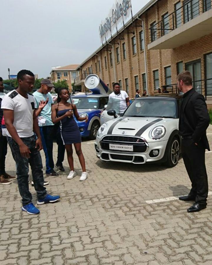 Varsity_College's tweet photo. Auto Bavaria Midrand & Virgin Active are at The IIE's VC WFL for Meridian Hour today.Take a photo with a Mini, check in at The IIE's VC Waterfall, post it & use the hasgtags below to win. Free Redbull & popcorn available #MINIABM #MINI #MINISouthAfrica #VCWFL #MINIcollection https://t.co/ngPf43nxOO