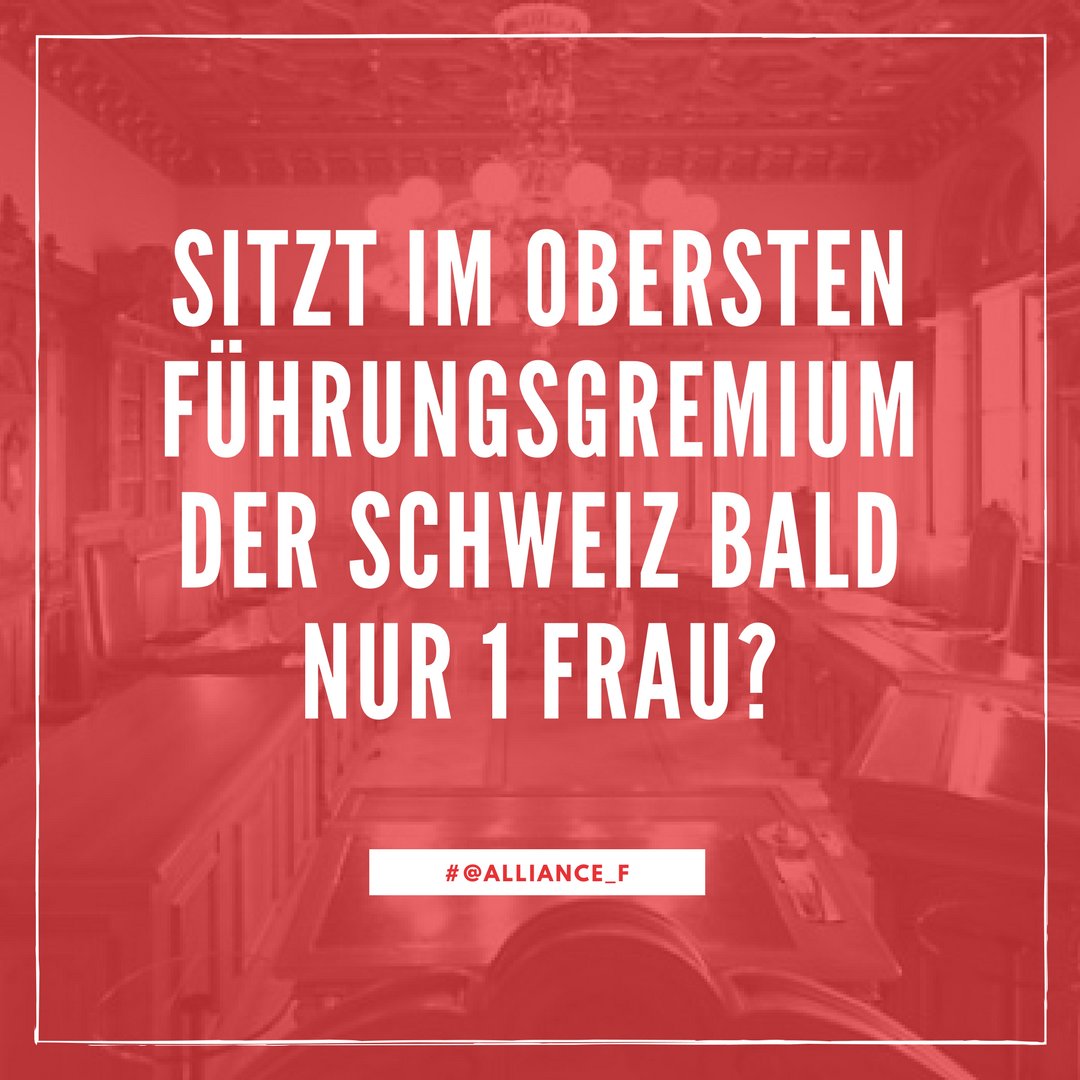alliance_F's tweet photo. In den Geschäftsleitungen aller CH-Unternehmen sitzen 93% Männer. Und in der Politik? Sitzt im Bundesrat bald nur noch 1 Frau? Wir fordern, dass @ParlCH der #Geschlechterkonkordanz gemäss PaiV @nr_mayagraf Folge gibt. https://t.co/msHh4KQmFF #Schillingreport https://t.co/1Na47q0TWZ