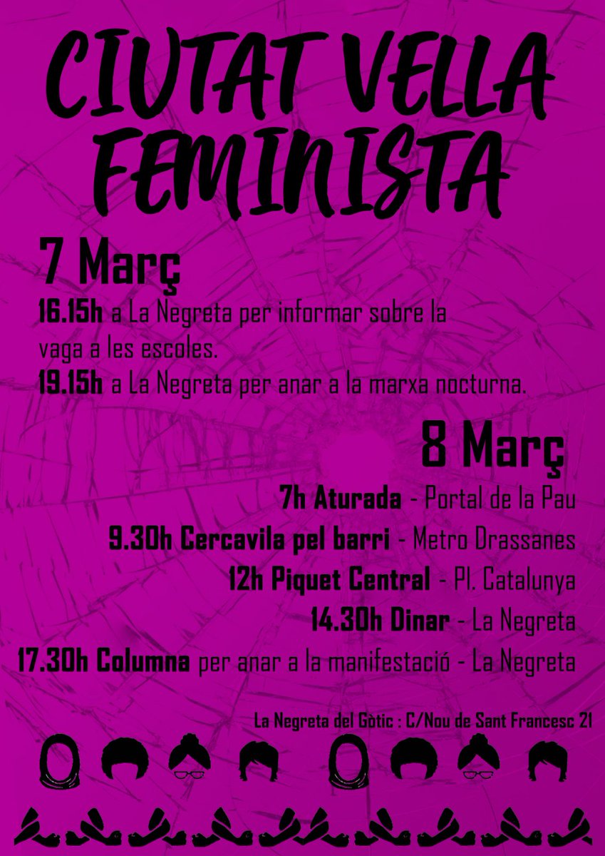 lanegretagotic's tweet photo. Convocatòries per avui i demà de Ciutat Vella Feminista #8M #VagaFeminista https://t.co/irRr8Tnjxp