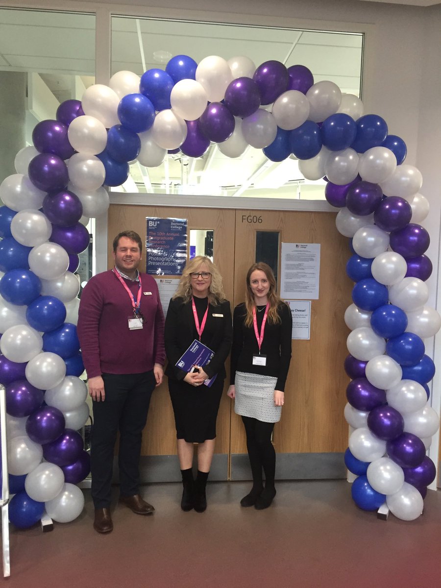 DebbieHolley1's tweet photo. It’s all going on today! It’s the undergraduate students research conference- presentations and fabulous poster with our doctoral college staff to hand! @cel_bu #pgcon18 https://t.co/3ZM0rZQ36Q
