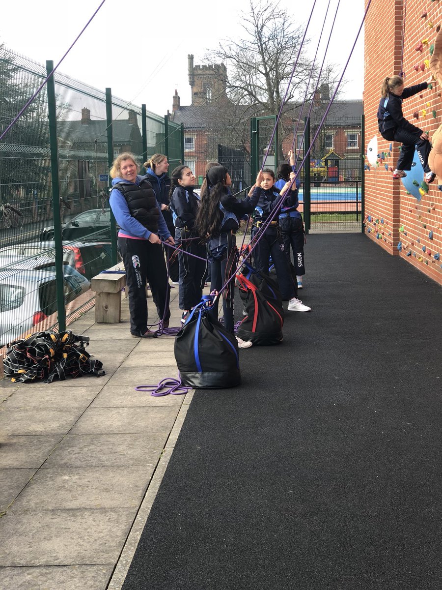 Year 6 @NGHSJuniors are trying out for the #climbing club competition #opportunities #thisgirlcan #InternationalWomensDay #challengestereotypes