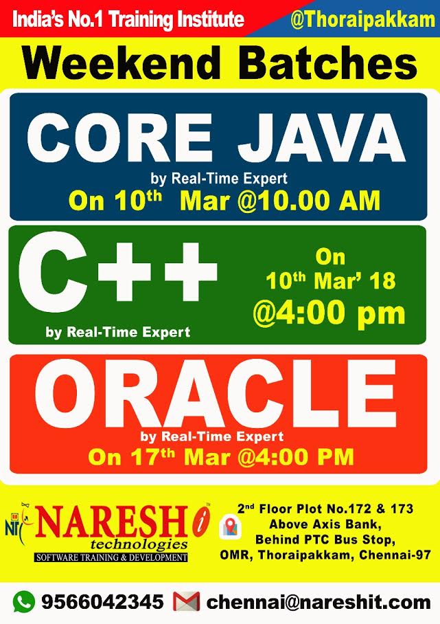 nareshitech's tweet image. Weekend Batches On core java C++ Oracle Training in Chennai - Nareshit
Core java Course Content: nareshit.in/core-java-trai…
Oracle course Content: nareshit.in/oracle-trainin…
C++ Course Content: nareshit.in/cpp-training/
#corejavatraining #ctraining #oracleTraining