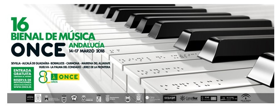 ¡Andalucía, capital musical de la ONCE! ow.ly/ycaV30iNPy5 

La 16 Bienal de Música ofrecerá 15 conciertos en 10 escenarios de ocho ciudades andaluzas, del 14 al 17 de marzo   #BienalMúsicaONCE