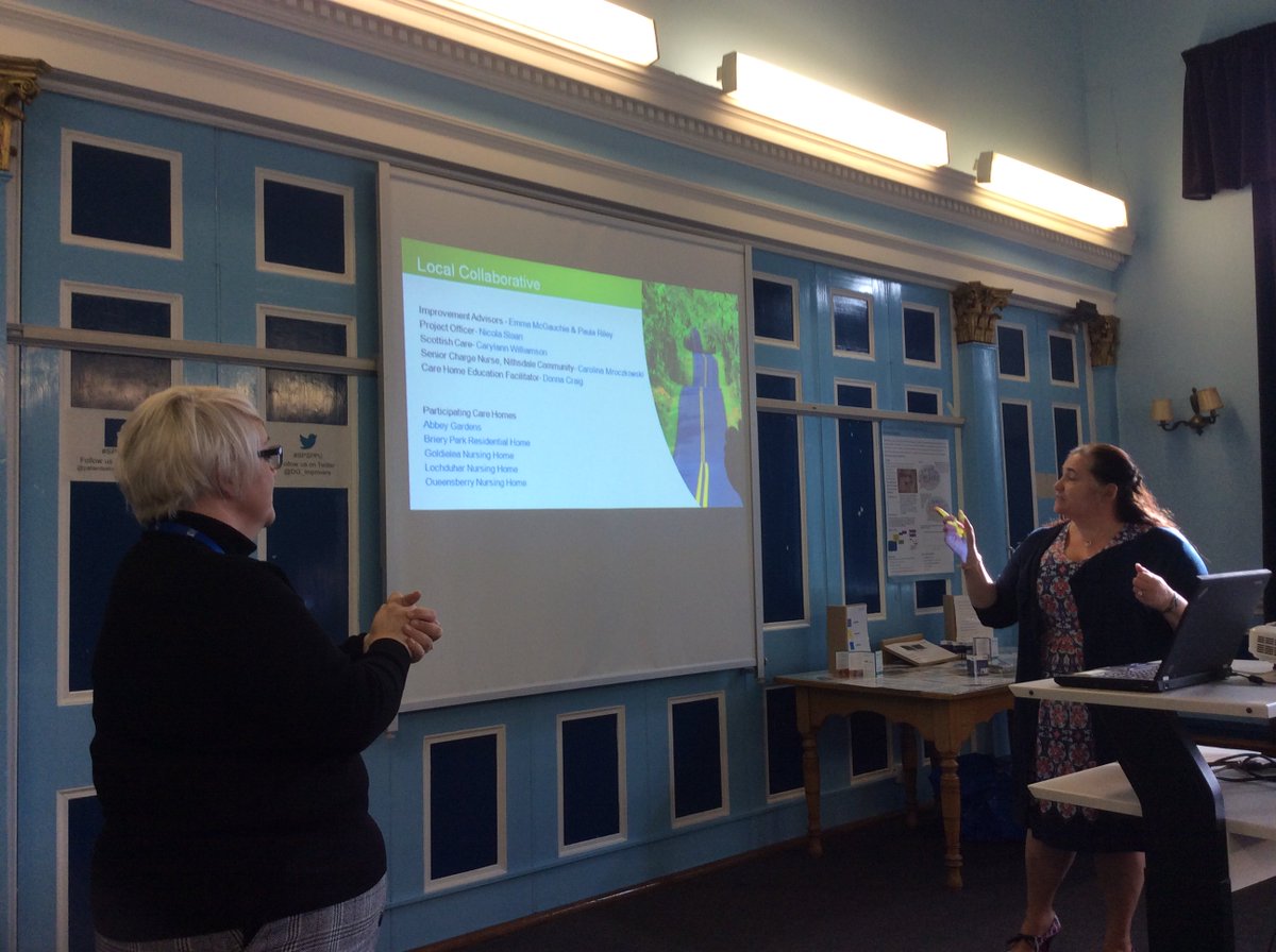 JoyceyMurray's tweet image. Reducing Pressure ulcers in care homes Dumfries and Galloway “lets celebrate “ event.  Donna Craig and Carolina Mroczkowski telling their local improvement journey. 
@CareInspect @DG_Improvers @EAMacahp @scottishcare #SPSPPU