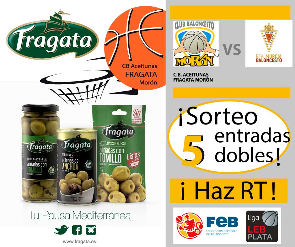 FragataES's tweet photo. ¿Te gusta el baloncesto? ¿Y nuestro equipo, el #CBFragata?  Este sábado puedes ir al partido en La Alameda frente a @RMUBaloncesto. Haz retuit a este mensaje y entra en el sorteo de 5 entradas dobles para animar a nuestro equipo. #LEBPlata https://t.co/6WPY4qUxeM