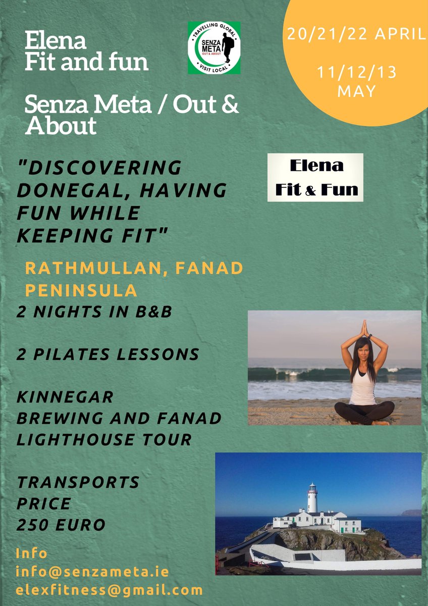 SenzaMetaTours's tweet photo. Discovering Donegal having fun while keepinf fit.
Let's have fun and fit in an unforgettable weekend trought pilates lessons and discovering the wildest area of Ireland, Doengal
#fitness #discoveringireland #visitingireland #Donegal #traveling https://t.co/5wlGwsfoW8
