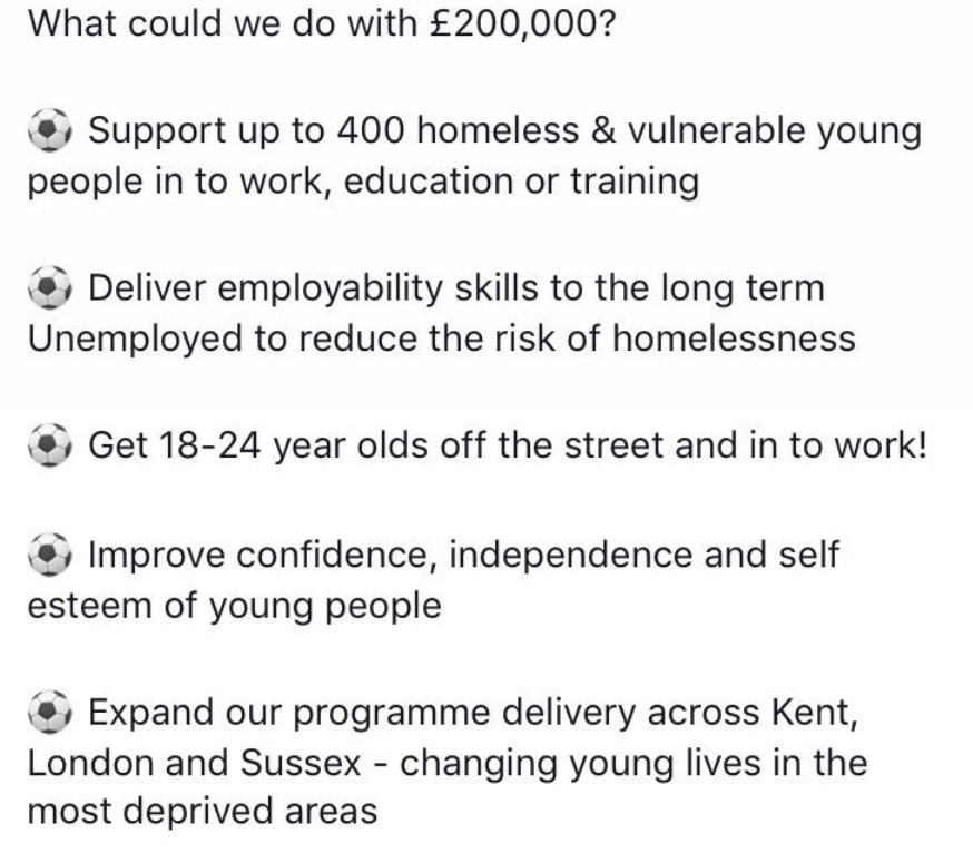 BeckySSF's tweet photo. Hey @GaryLineker get behind @StreetSoccerCIC to help them support homeless &amp; vulnerable young people in to work, education or training, using the power of #football! Please retweet 🙏🙏🙏

We need public votes to receive £200,000! https://t.co/O32qt505Wx

⚽️❤️⚽️❤️⚽️ https://t.co/bBrxwy1ECu