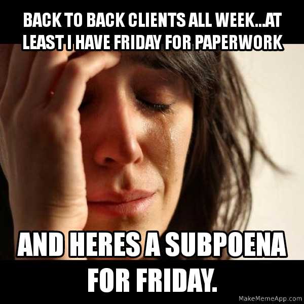 SocialWrkallday's tweet image. Back -to- back clients all week, but at least I have &quot;casual paperwork Friday&quot; and then i get a subpoena for court appearance on Friday... #socialwork #socialworkproblems