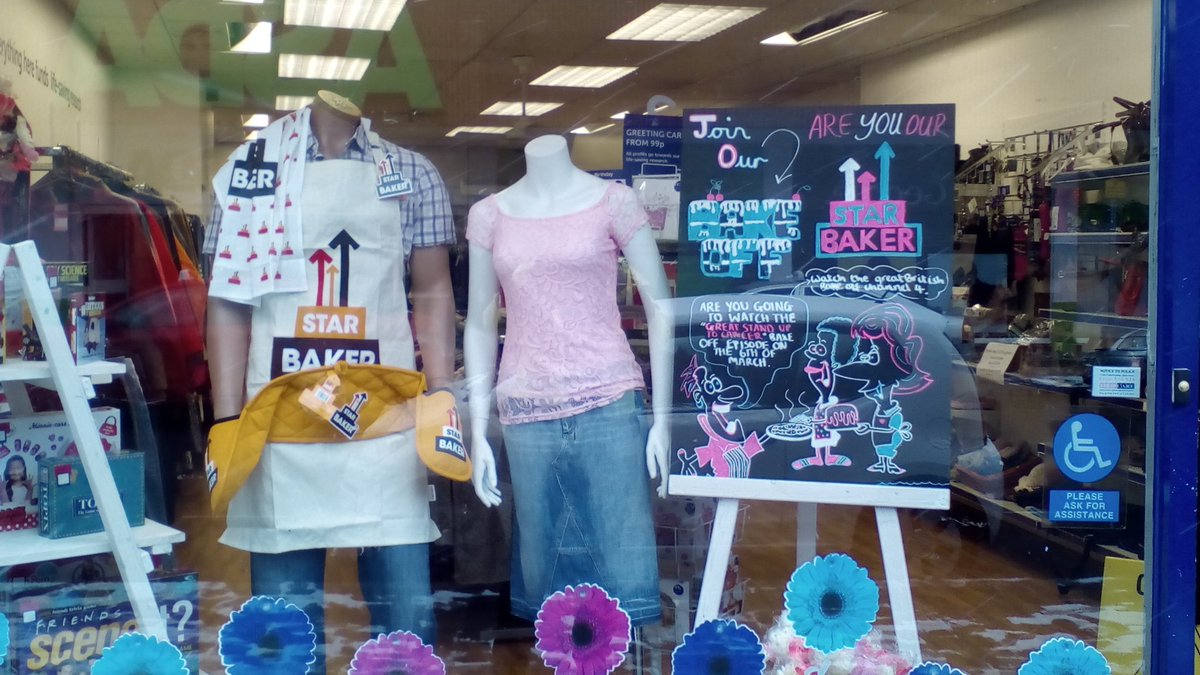 The <a href="/StandUp2C/">StandUp2C</a> <a href="/BritishBakeOff/">British Bake Off</a> has started! Our #GBBO volunteers have made some treats which are available in store today. Want to join in the fun pop into your local <a href="/CRUKShops/">Cancer Research UK Shops</a> to get a fundraising pack and some great Star Baker merchandise #windowwednesday
