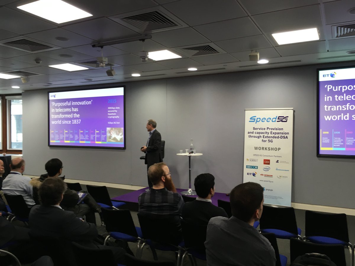 SPEED_5G's tweet photo. Opening speech by Jonathan Legh Smith from BT at the Speed-5G workshop at BT centre in London #5G #5GPPP #H2020 https://t.co/A5kfTH1s8j