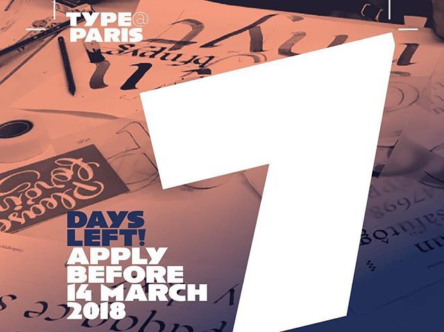 7 days left! (Not a one!) #typeparis18 Apply before the 18 March 2018 to learn from renowned professionals and experienced instructors including Jean François Porchez, Mathieu Réguer, Xavier Dupré, Julien Priez, Marc Rouault and Indra Kupferschmid. We cu… ift.tt/2FkSnO9