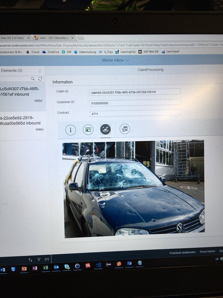 alrikx_'s tweet photo. We just presented our #sapinnojam showcase quick claiming in the insurance industry with #Chatbot @RecastAI, #blockchain and #SAPLeonardo on #sapforum Basel. Listeners were @SAPdevs @it360eu @Q_PERIOR @Q_PERIOR_TI https://t.co/S2jBgpevWV
