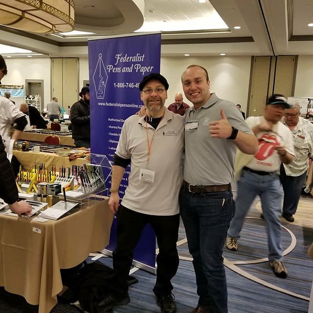 baltwashpenshow's tweet photo. Regrann from @luxury_brandsofamerica -  Our National Sales manager Bryce with Frank from @federalistpens! Having a great time here Baltimore. Come on down and see all of our great products! #bwips2018 - #regrann https://t.co/rQIHIbSSel https://t.co/aE1nEUbmad