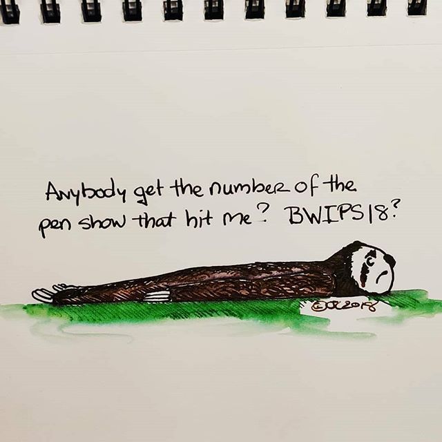 baltwashpenshow's tweet photo. RT @baltwashpenshow: Still recovering... 😪🖋 Regrann from @pensloth -  How many of my friends feel this way tonight?

#fountainpen #fountainpenink #cartoon #comic #illustration #sloth #pensloth #bwips2018 #baltimorepenshow #baltimorepenshow2018 - #reg… https://t.co/DAPLgkQdHX