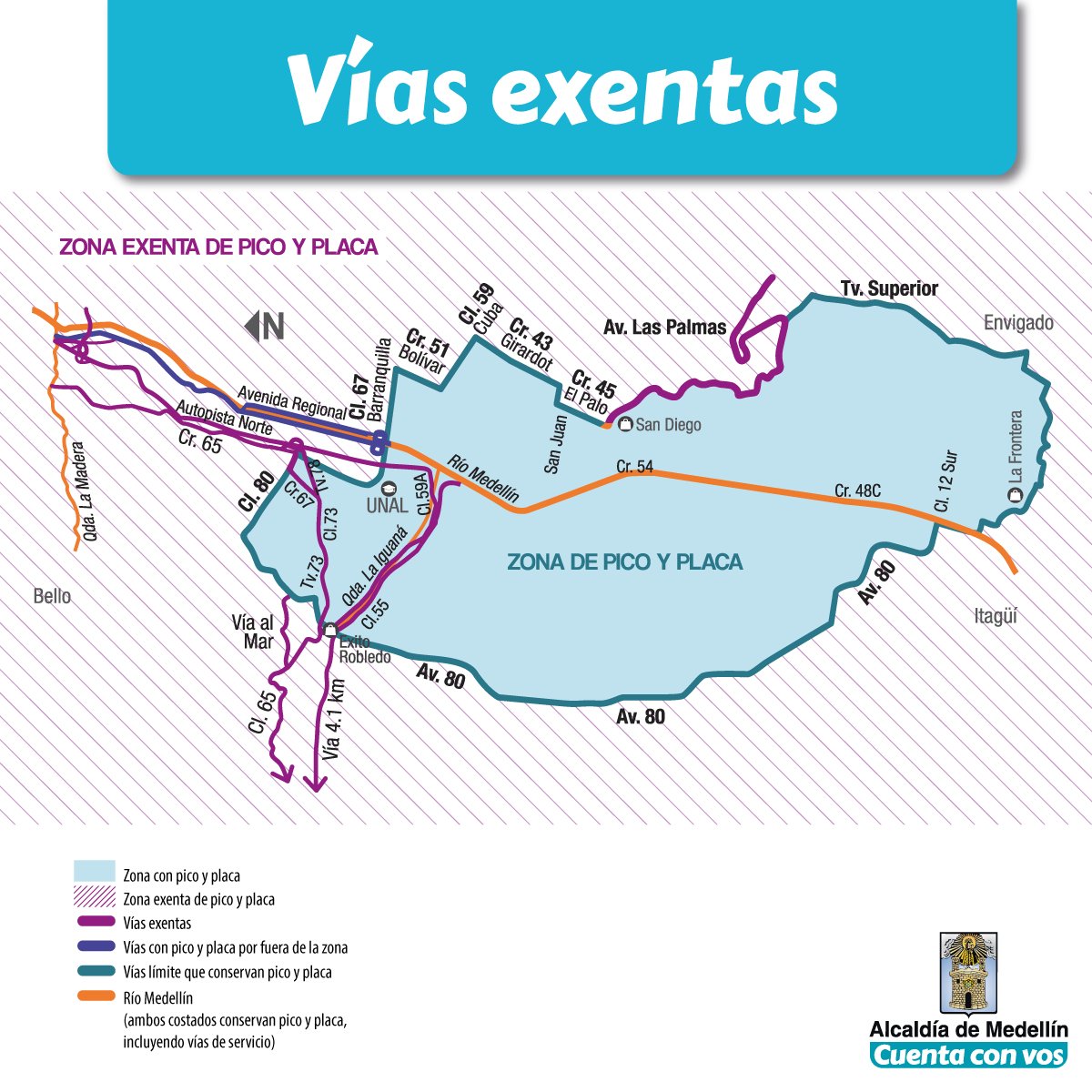 movilidad_med's tweet photo. 📢 ¡Atento! Por el día de hoy, miércoles 7 de marzo, se mantendrán las mismas vías exentas del #PicoyPlacaMed. https://t.co/eH9qYSBDBp