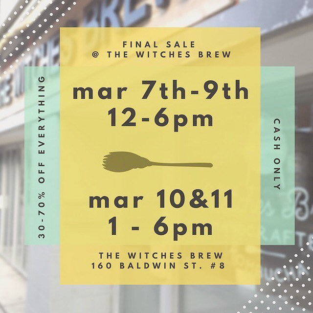 _thewitchesbrew's tweet photo. If someone had told me 6 months ago that I would be closing the doors to The Witches Brew I would’ve told them they were crazy. But the last six months have made it necessary for my own well being. I’ll be open this week, please do come thru, even just t… https://t.co/xvzSDifRn5 https://t.co/SlyfwvFwG6
