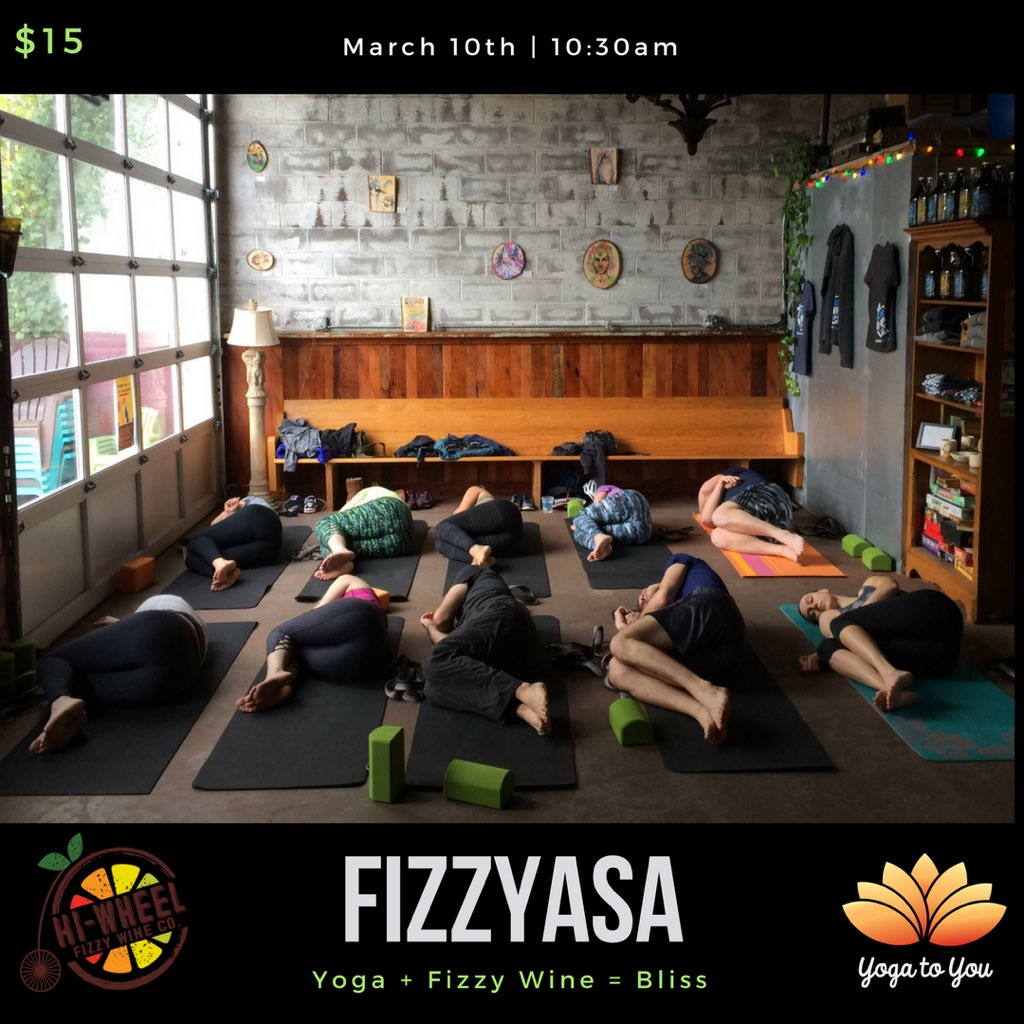 YogatoYouPDX's tweet photo. Curl up with us this #sunny Saturday at @HiWheelWines taproom for #FizzYasa at 10:30am. $15 for an upbeat flow followed by a pint of #fizzywine at #HappyHour prices ππ½ #yoga #portland #weekendvibes #pdx Book: https://t.co/apcM3NJqfZ Event @happeninginpdx https://t.co/ZNWksDy46H