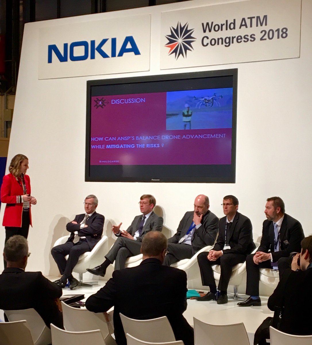 GroupeADP's tweet photo. Direct from @WorldATM_now in Madrid, @ArkwrightEdward presenting #Hologarde, a unique solution to protect sensitive locations from # incursions with @thalesgroup @InnovATM @DSNAServices https://t.co/1CdQBfHwiA