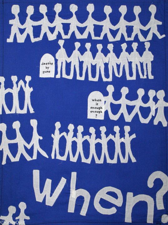 VisioningBV's tweet photo. According to the CDC's WISQARS™ database, in 2016 there were 38,658 deaths via firearms in 2016. "When is enough, enough?" #VisionQuilt #EnoughIsEnough #NotOneMore #ForOurChildren https://t.co/eMZupVnXBp