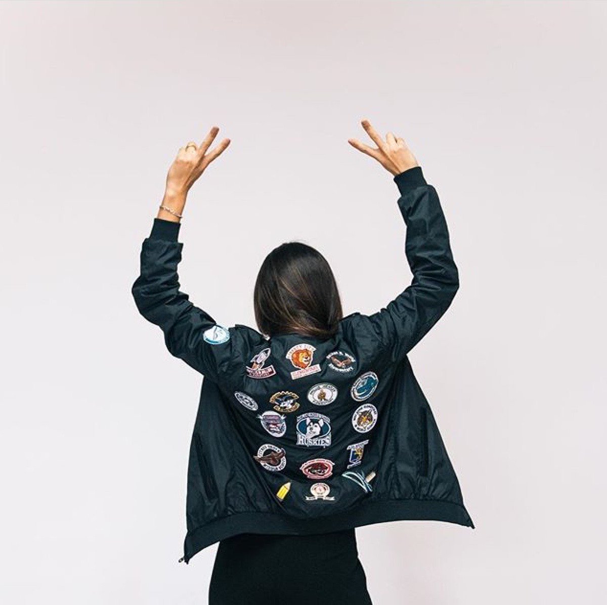 StyleSaves's tweet photo. Our Style Saves Bomber jacket is an all time favorite. Each patch represents a school in Florida that weโve helped over the years! #stylesaves https://t.co/TCodGXjW5x