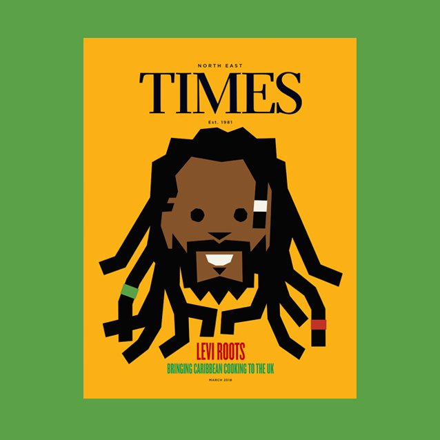 NETimesMagazine's tweet photo. The Brand Issue is out tomorrow! Featuring @levirootsmusic - founder of the Reggae Reggae brand - on the cover | Illustration by super talented @RyanxChapman https://t.co/9iutWgoAru https://t.co/ILsqqPtLlc
